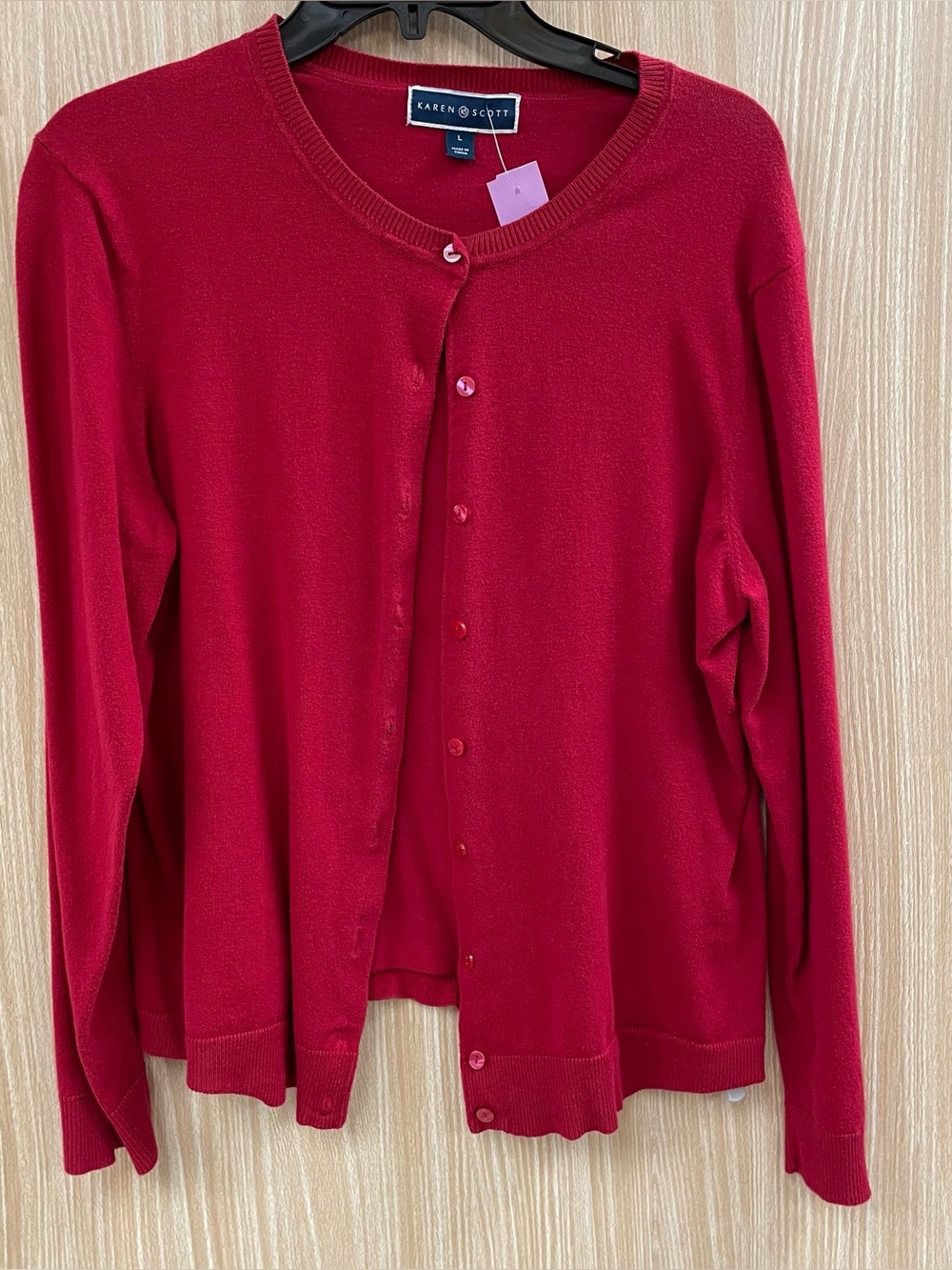 Karen Scott Red Cardigan Size L